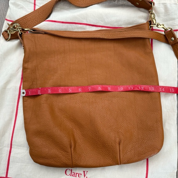 Clare V. Veronique Crossbody Tote Bag Tan Pebble Leather - Picture 5 of 15